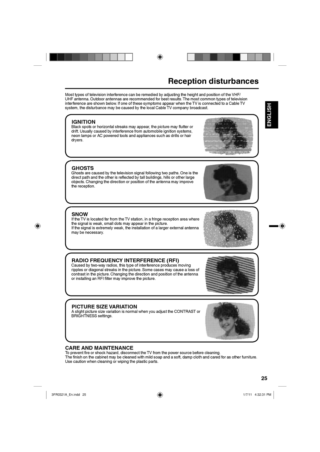 Sanyo DP19241 owner manual Reception disturbances, Ignition 