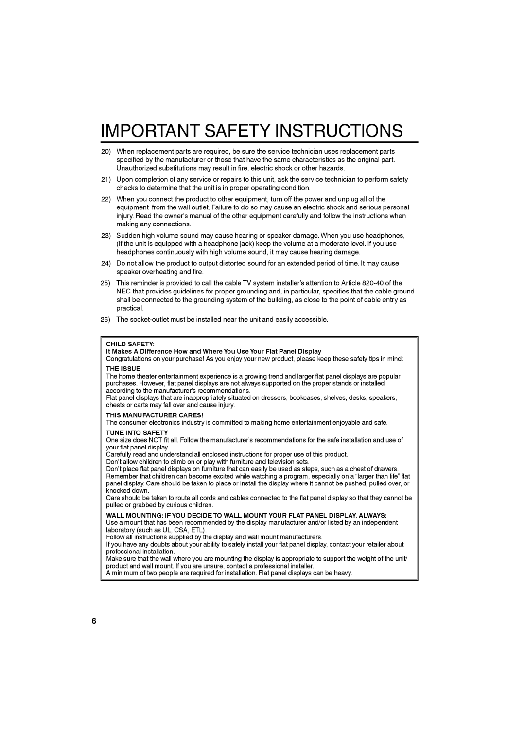 Sanyo DP19640 manual Child Safety, Issue, This Manufacturer Cares, Tune Into Safety 