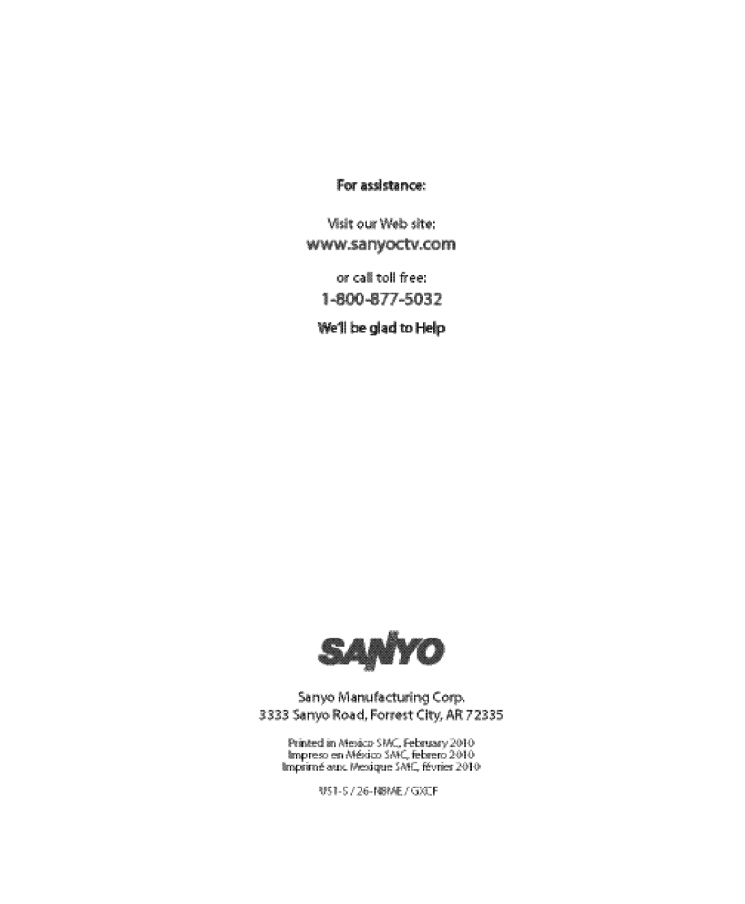 Sanyo DP26640 manual 