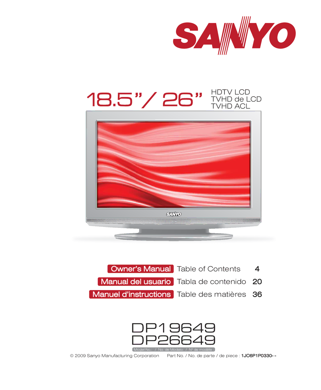 Sanyo DP19649, DP26649 owner manual 18.5 