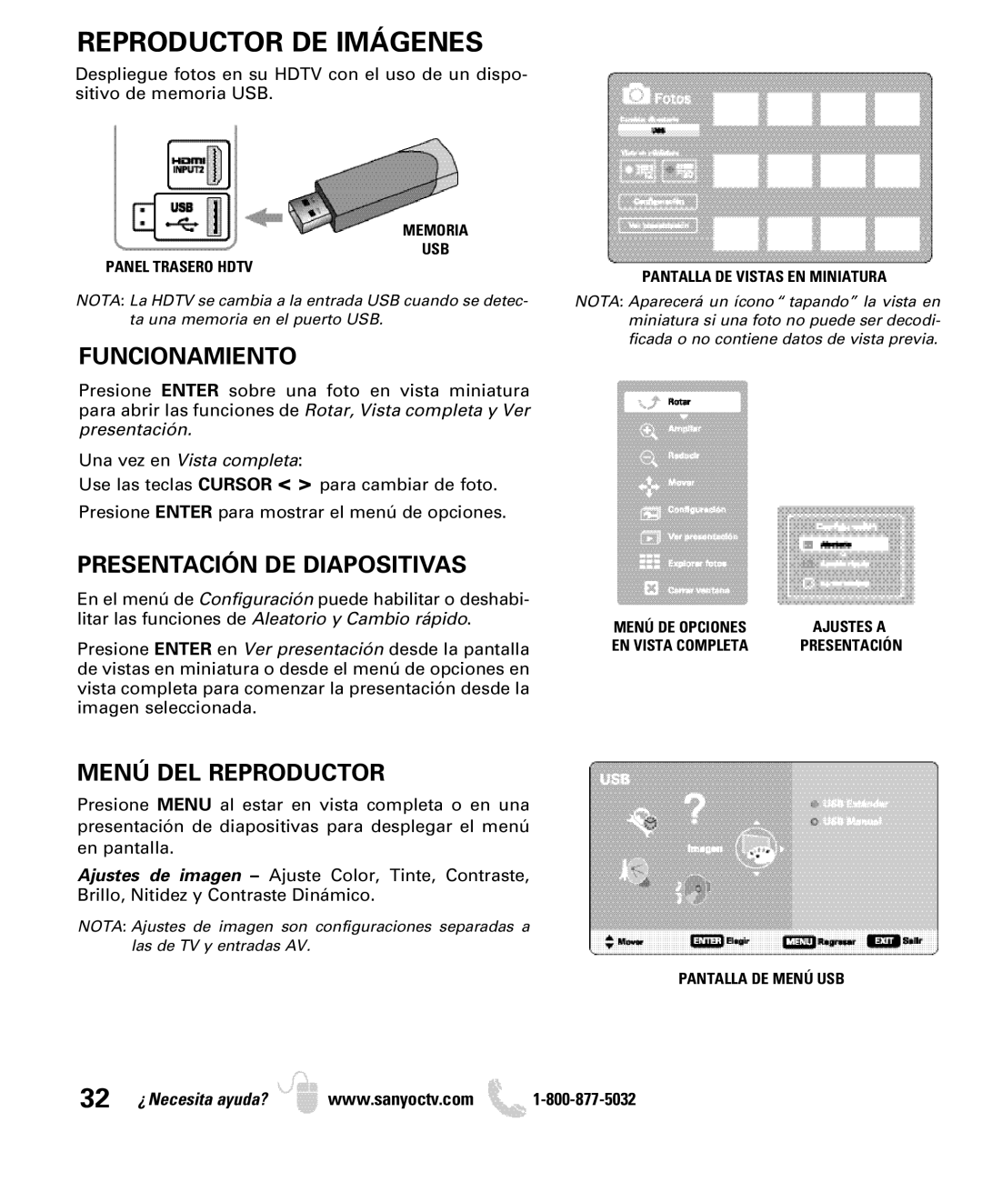 Sanyo DP26649, DP19649 Reproductor DE Imágenes, Funcionamiento, Presentación DE Diapositivas, Menú DEL Reproductor 