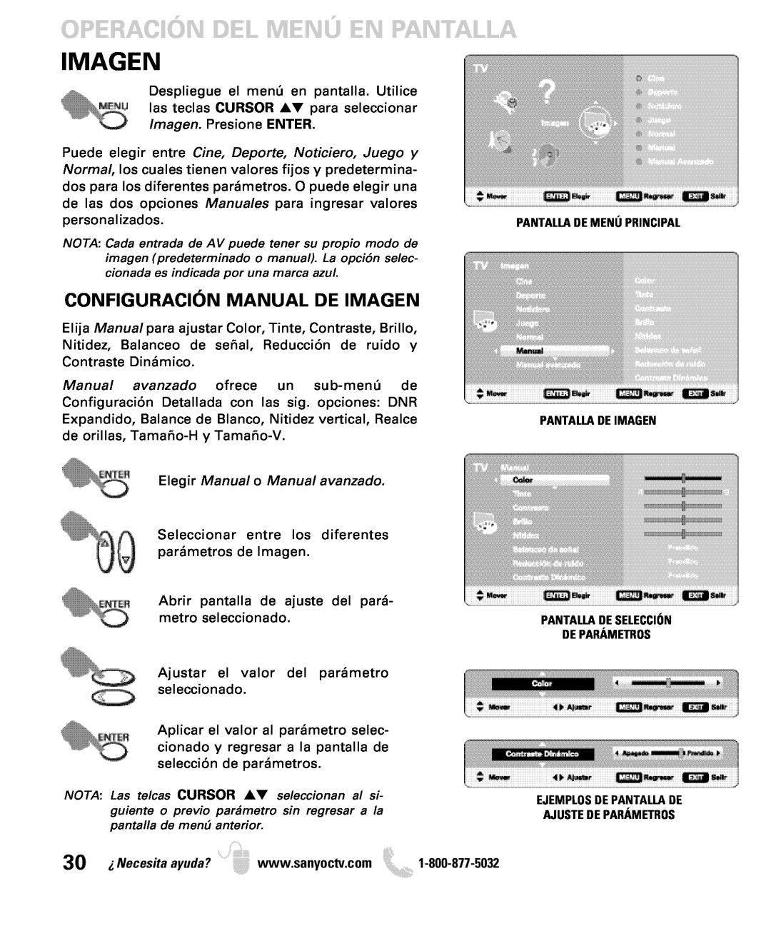 Sanyo DP26649, DP19649 owner manual Configuración Manual De Imagen, personalizados, Elegir Manual o Manual avanzado 