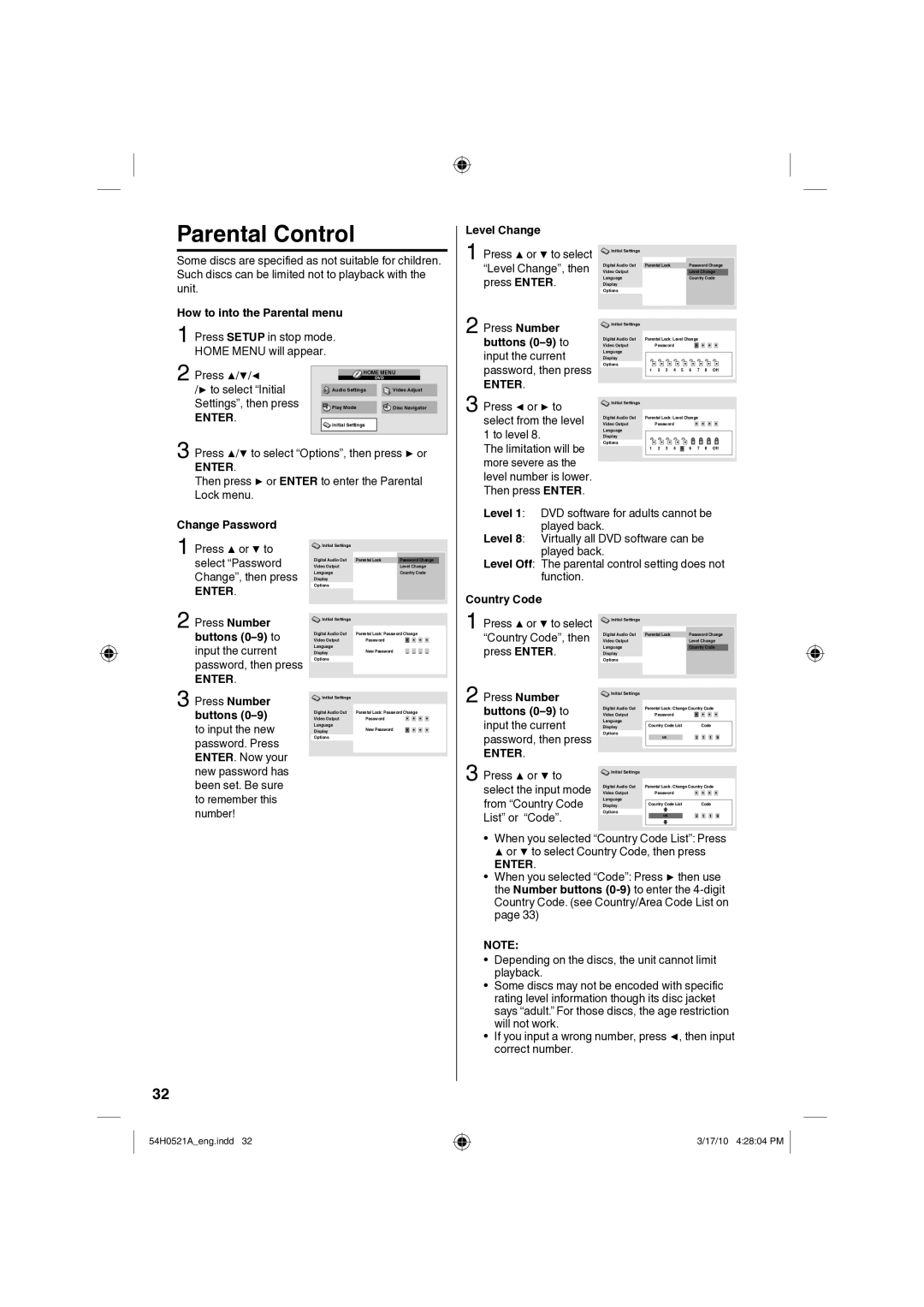 Sanyo DP26670, DP32670 owner manual Parental Control 