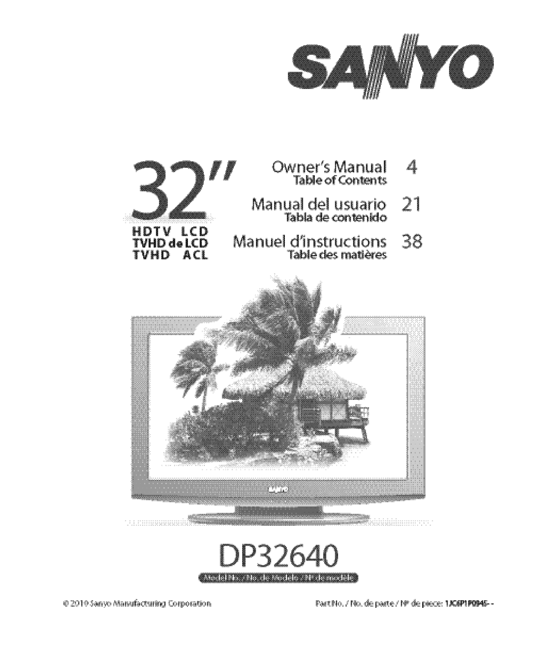 Sanyo DP32640 manual 