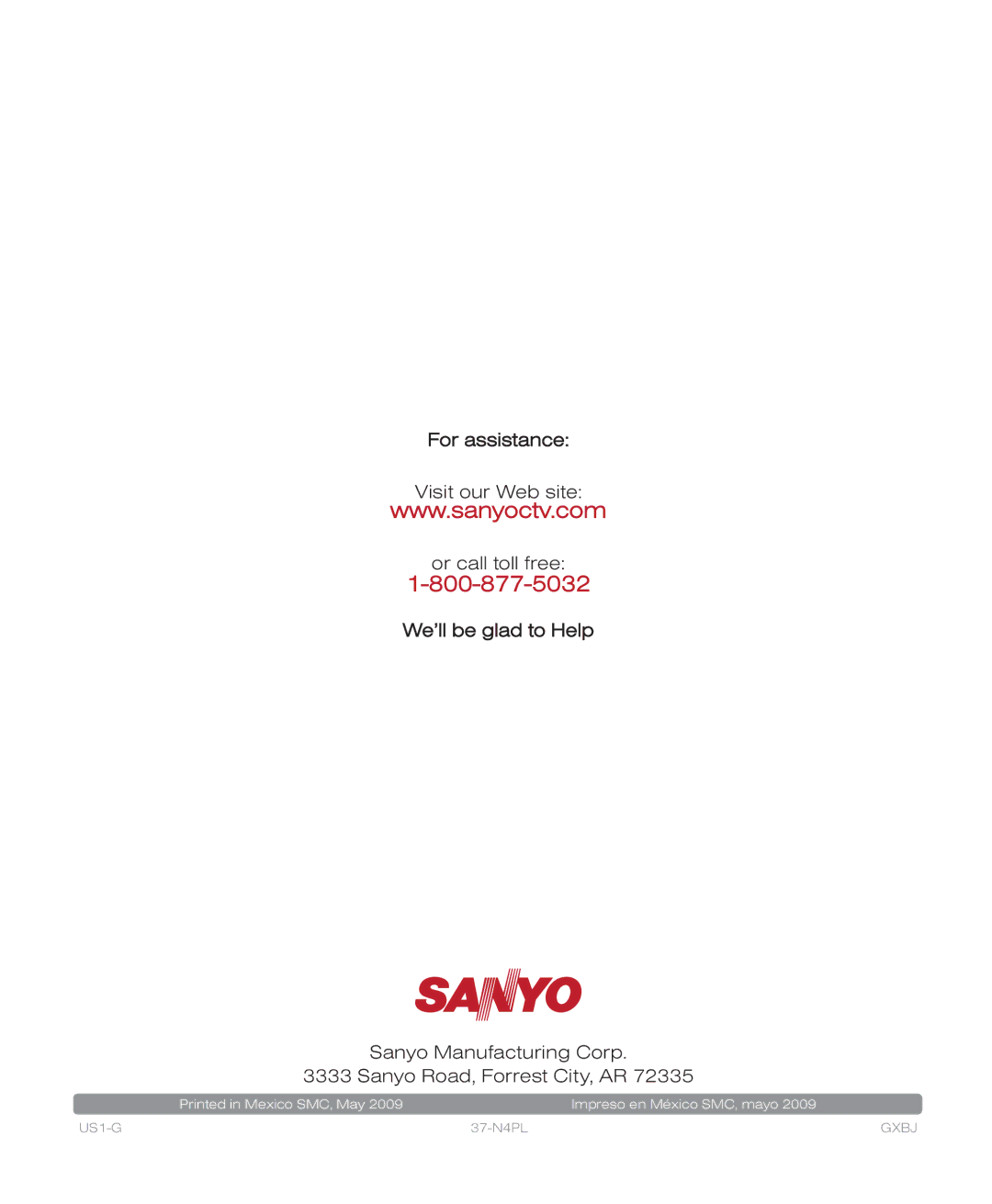 Sanyo DP37649 owner manual Gxbj 