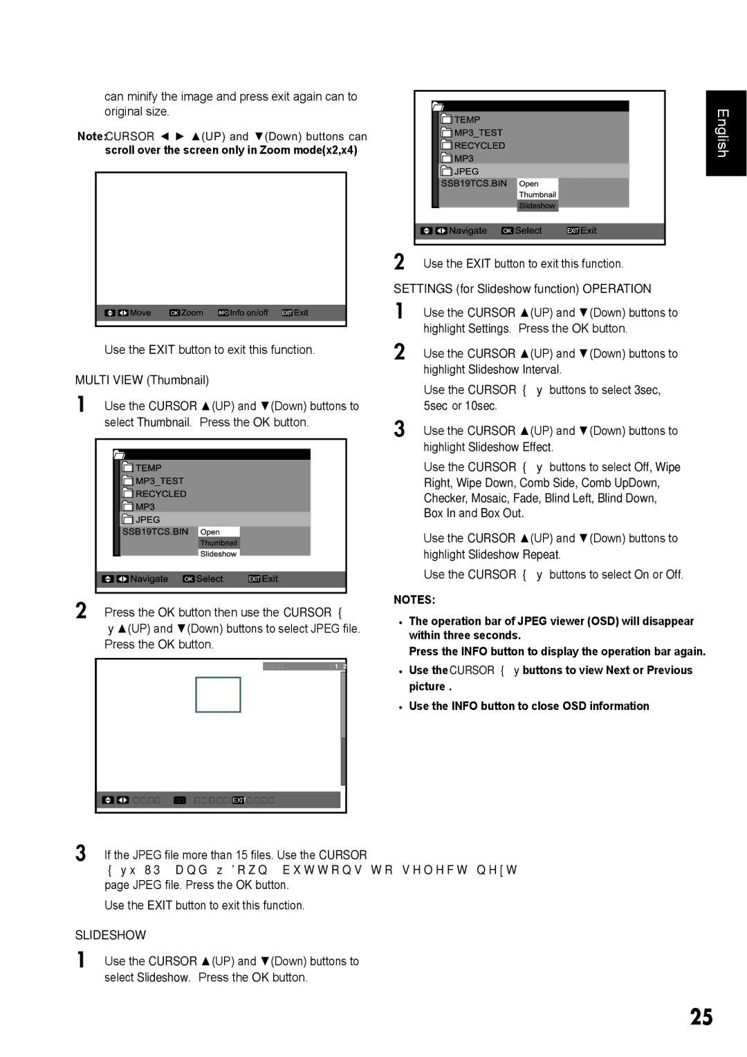 Sanyo DP42410 manual Multi View Thumbnail, ŹŸ83, Settings for Slideshow function Operation 