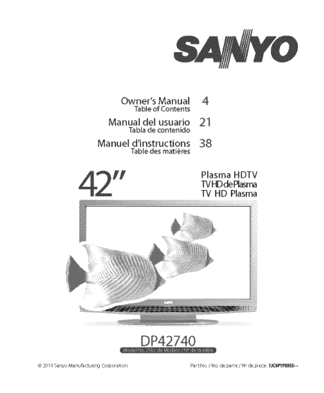 Sanyo DP42740 manual 