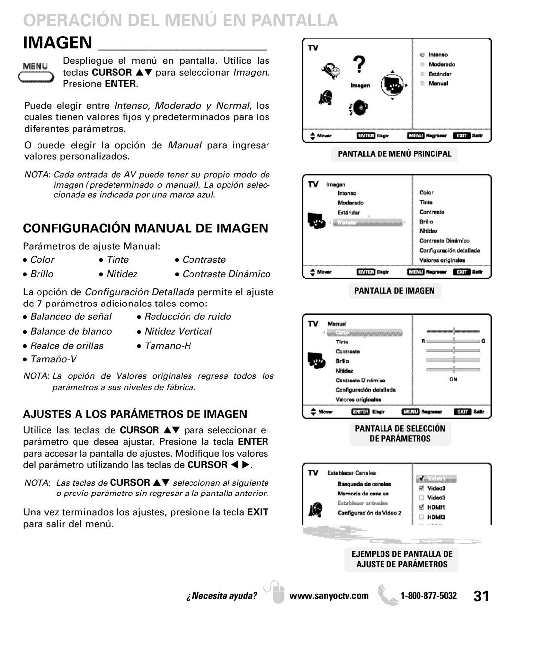 Sanyo DP46840, DP42840 manual Configuración Manual DE Imagen, Ajustes a LOS Parámetros DE Imagen, Valores personalizados 