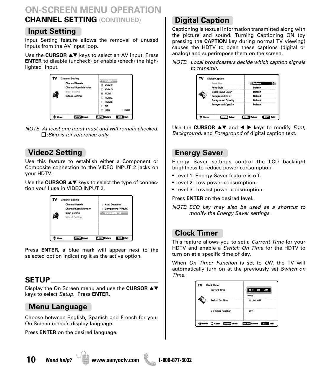 Sanyo DP42841, DP46841 manual Setup 