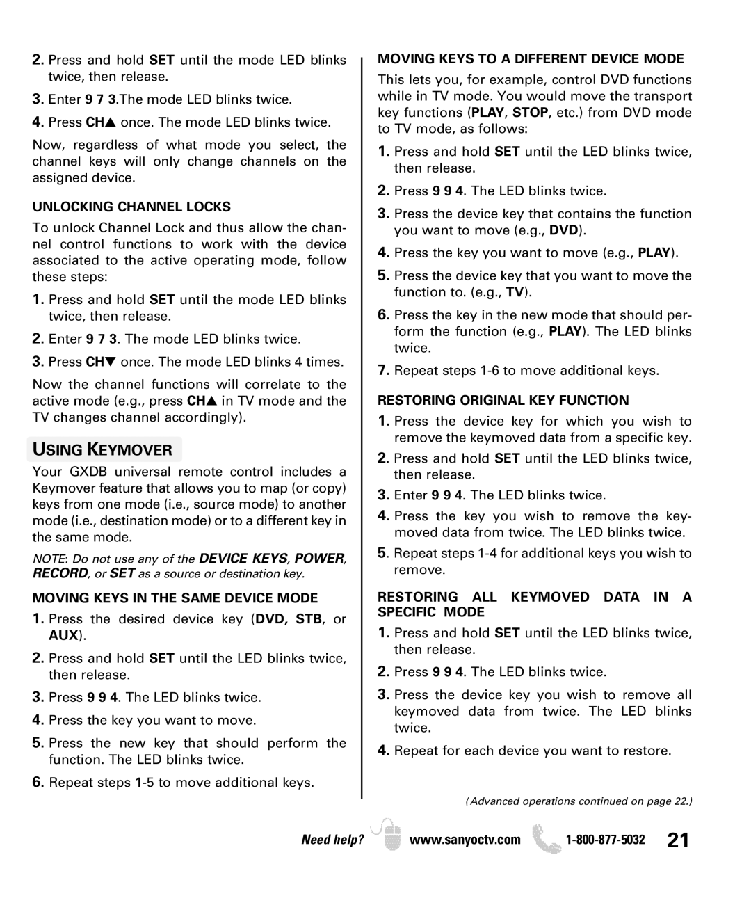 Sanyo DP42849, DP46849, DP52449 manual Using Keymover 