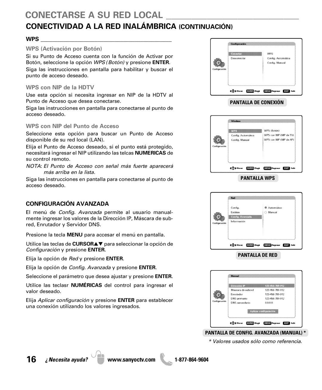 Sanyo DP42851 owner manual Conectividad a LA RED Inalámbrica Continuación, WPS Activación por Botón, WPS con NIP de la Hdtv 