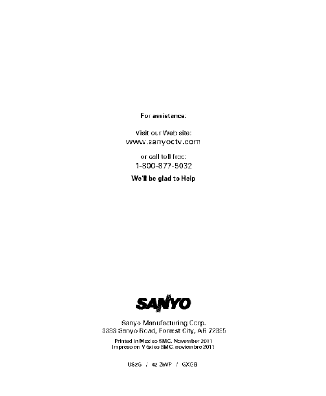 Sanyo DP42851 manual 