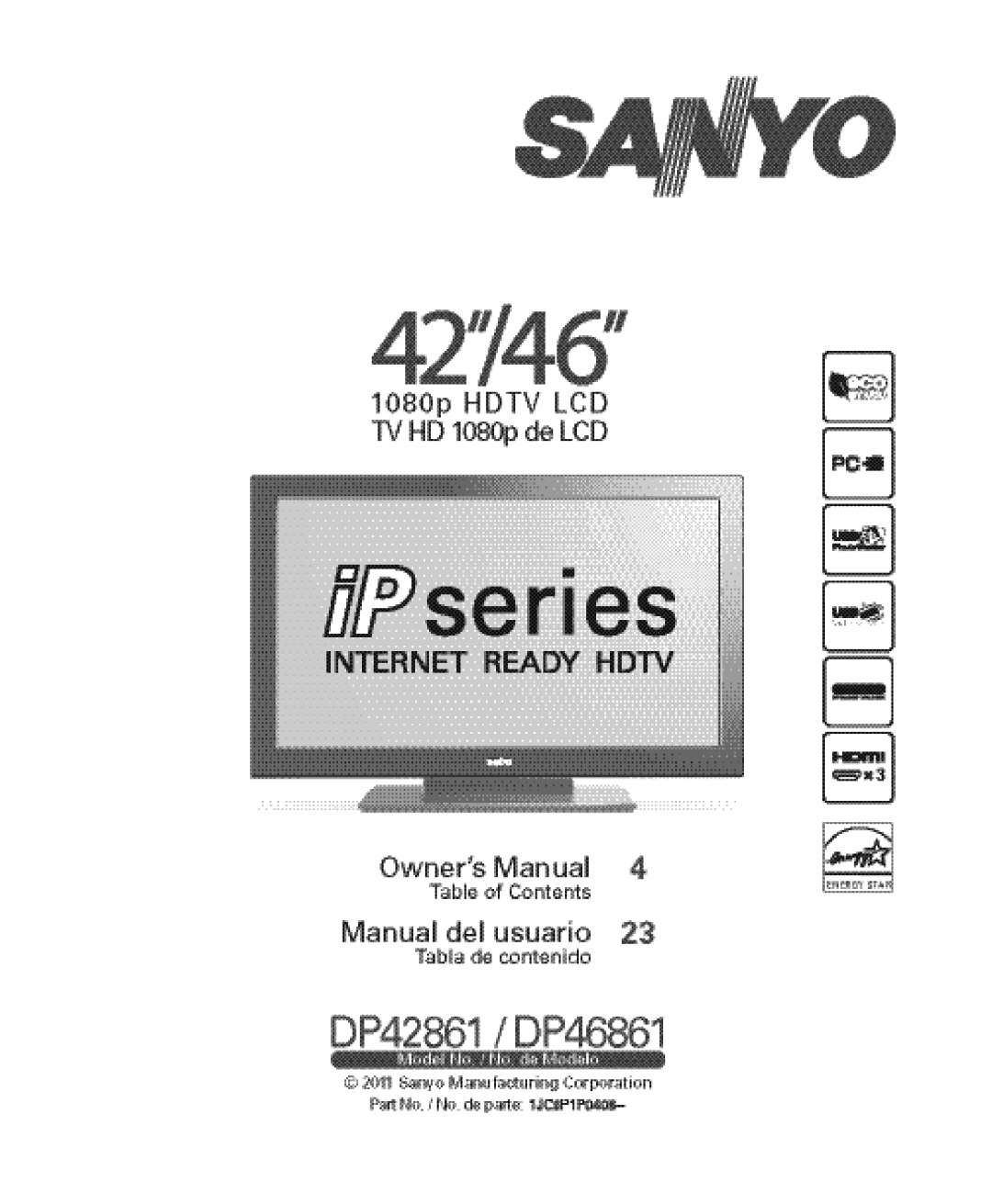 Sanyo DP42861 manual 