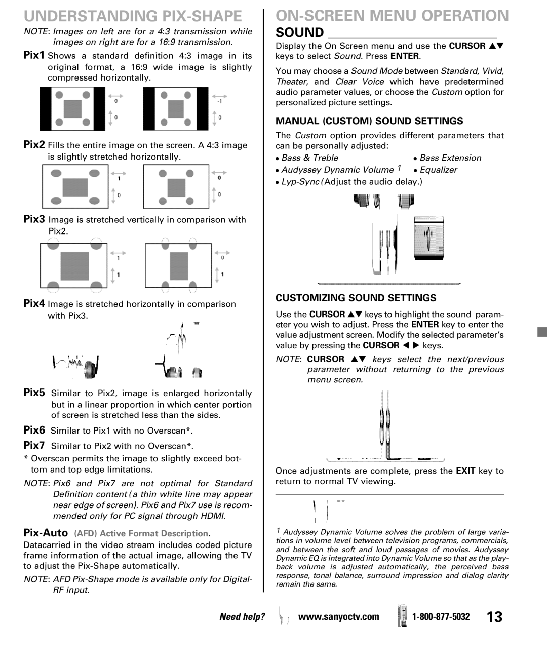 Sanyo DP42861 manual Understanding PIX-SHAPE, Manual Custom Sound Settings, Customizing Sound Settings 