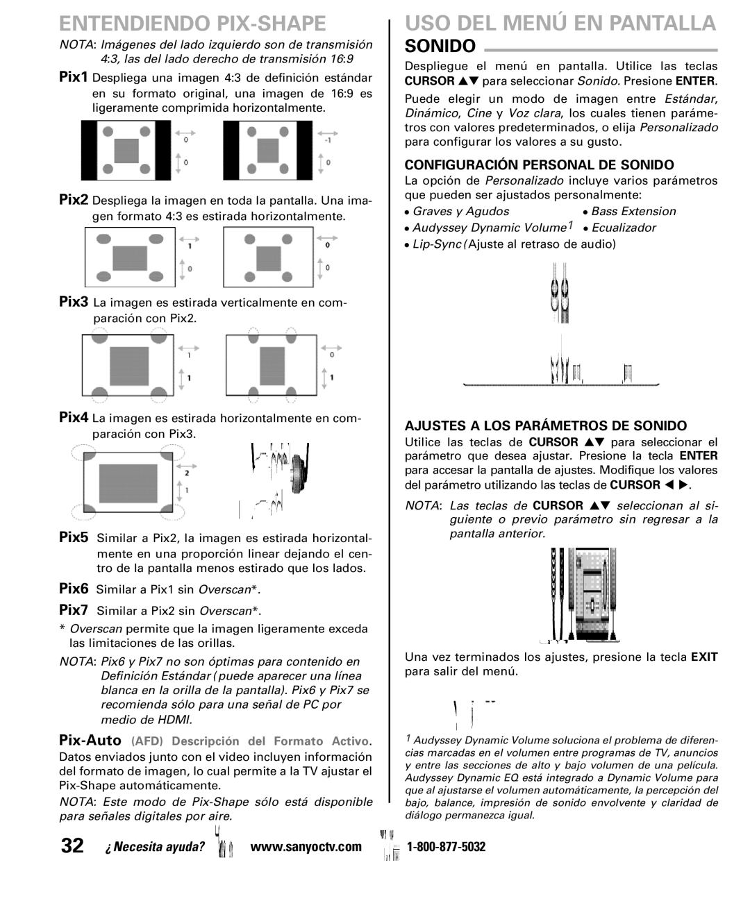 Sanyo DP42861 manual Entendiendo PIX-SHAPE, Configuración Personal DE Sonido, Ajustes a LOS Parámetros DE Sonido 