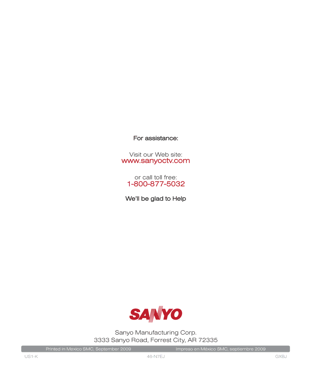 Sanyo DP46819 owner manual Gxbj 