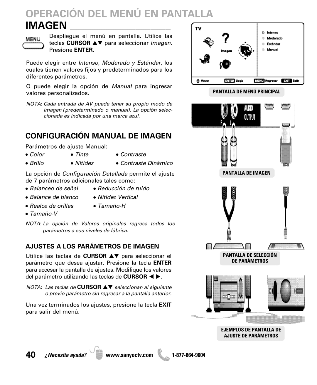 Sanyo DP47460 manual Configuración Manual DE Imagen 