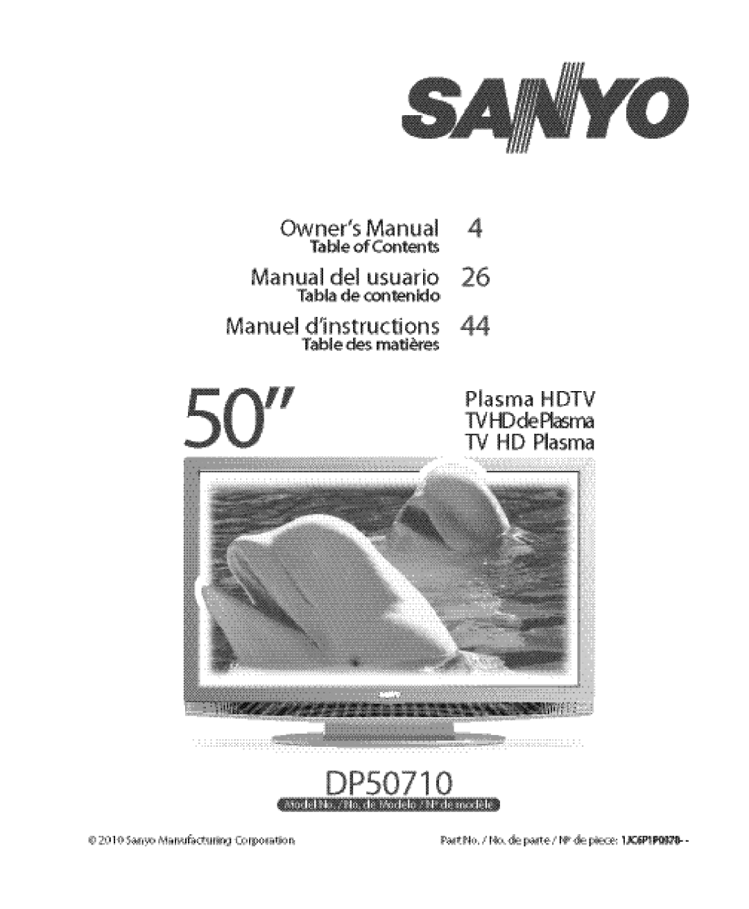 Sanyo DP50710 manual 
