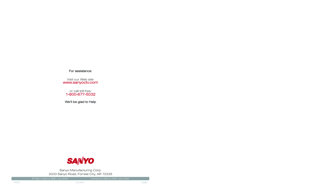 Sanyo DP50719 owner manual Gxbj 