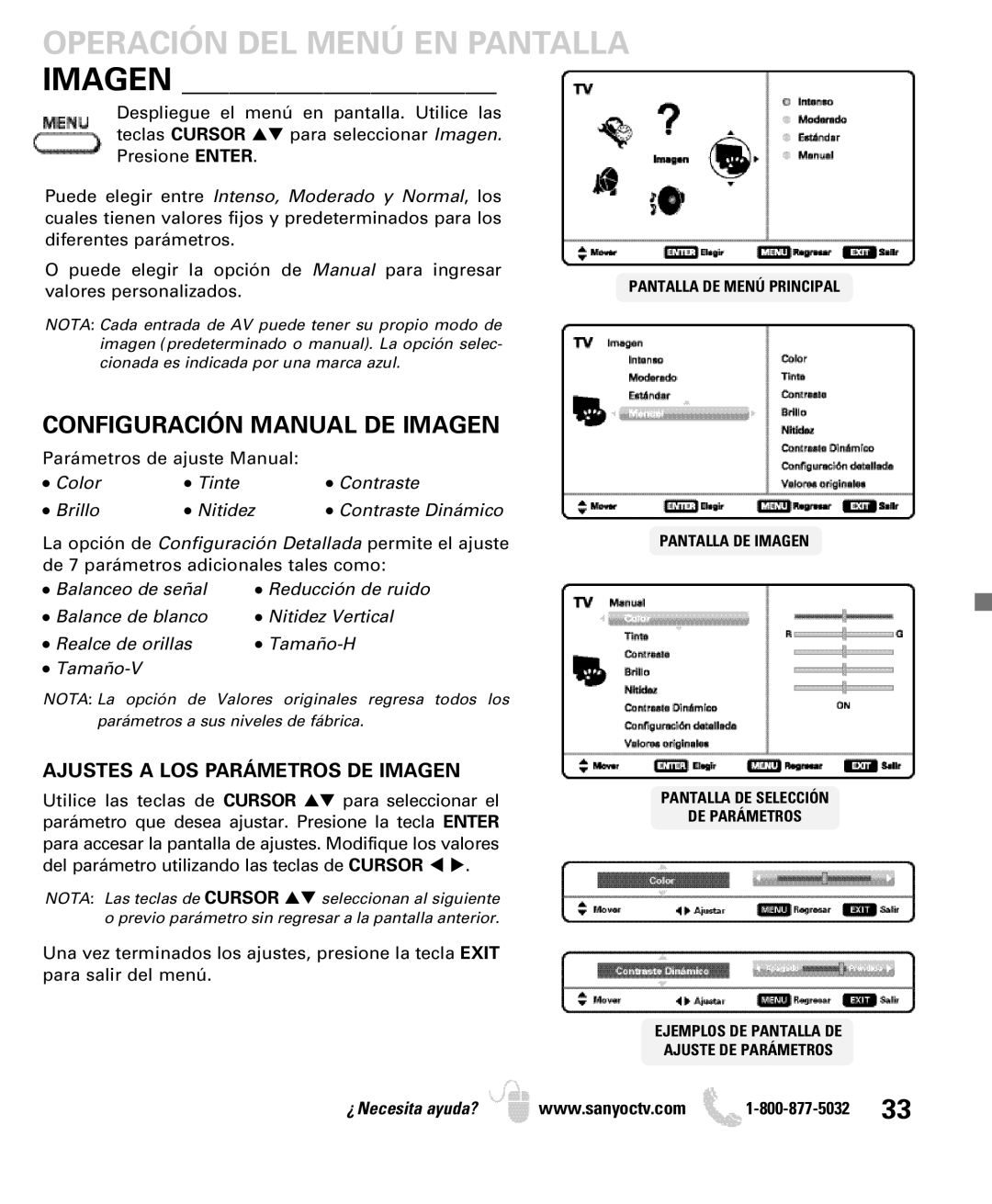 Sanyo DP50740 manual Configuración Manual DE Imagen, Ajustes a LOS Parámetros DE Imagen, Valores personalizados 