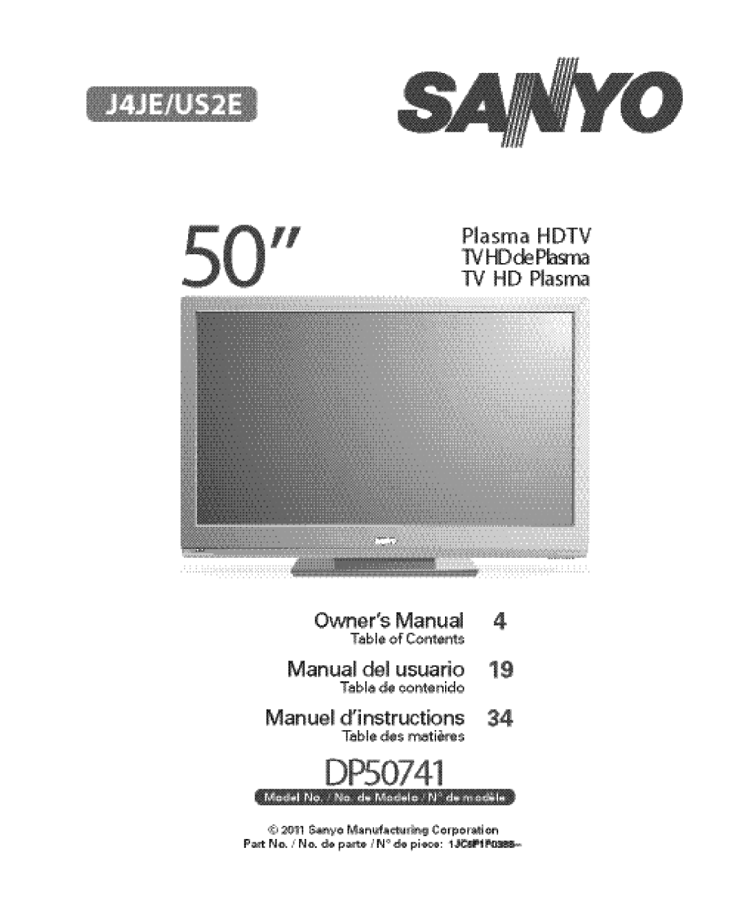 Sanyo DP50741 manual 