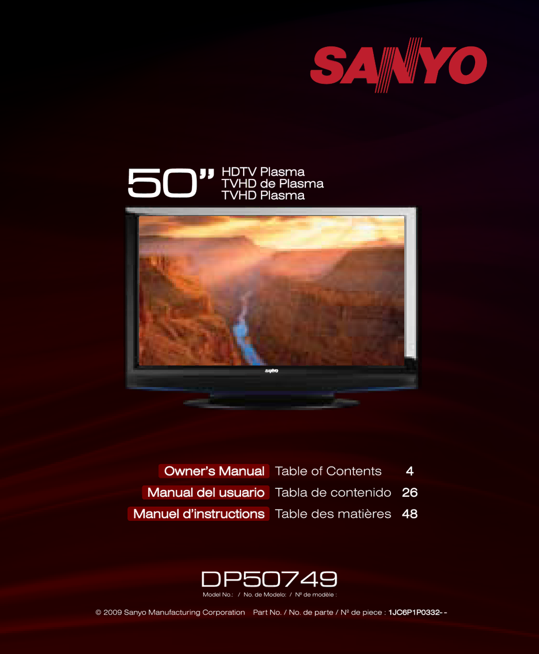 Sanyo DP50749 manual 