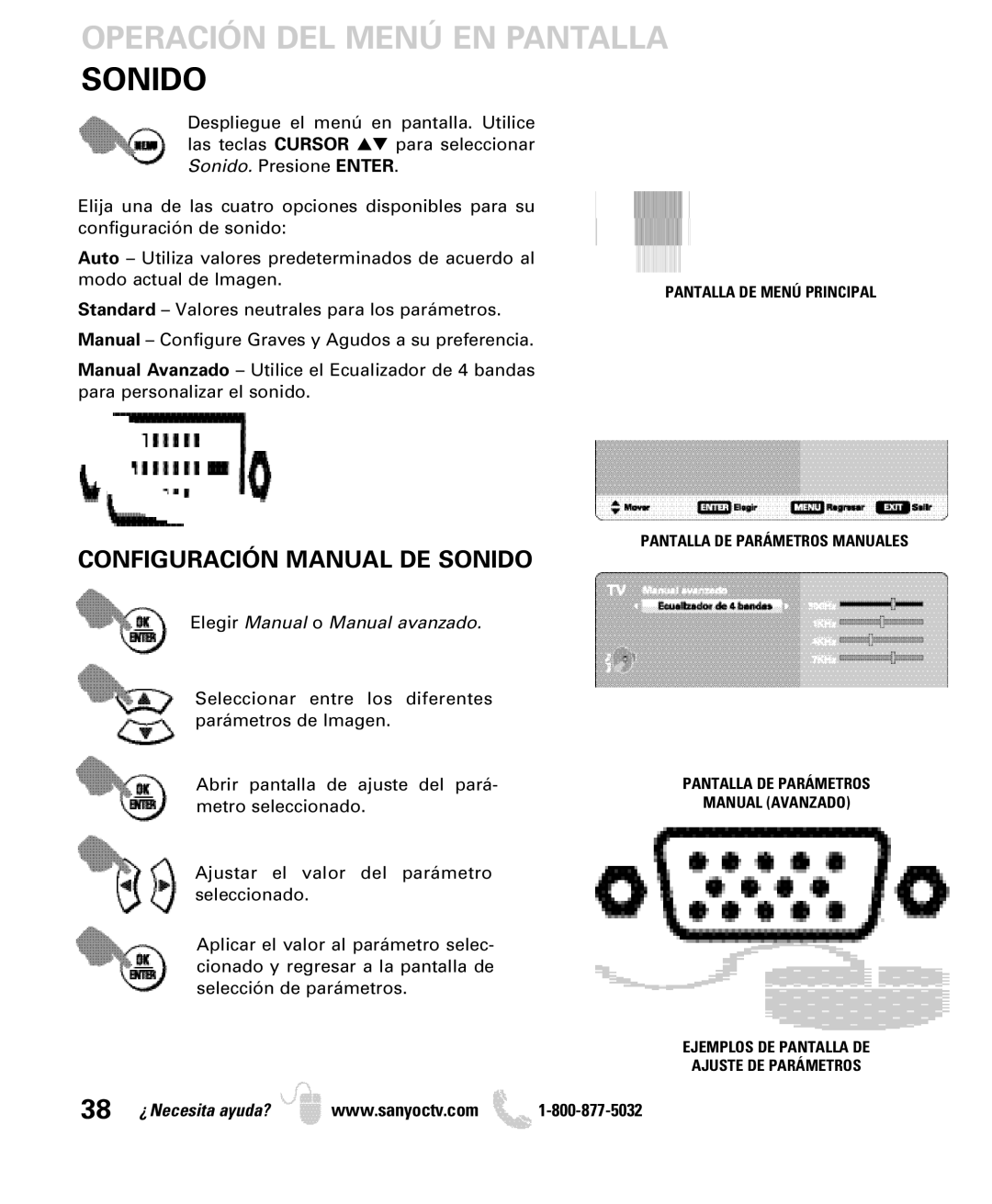 Sanyo DP50749 manual Configuración Manual DE Sonido 