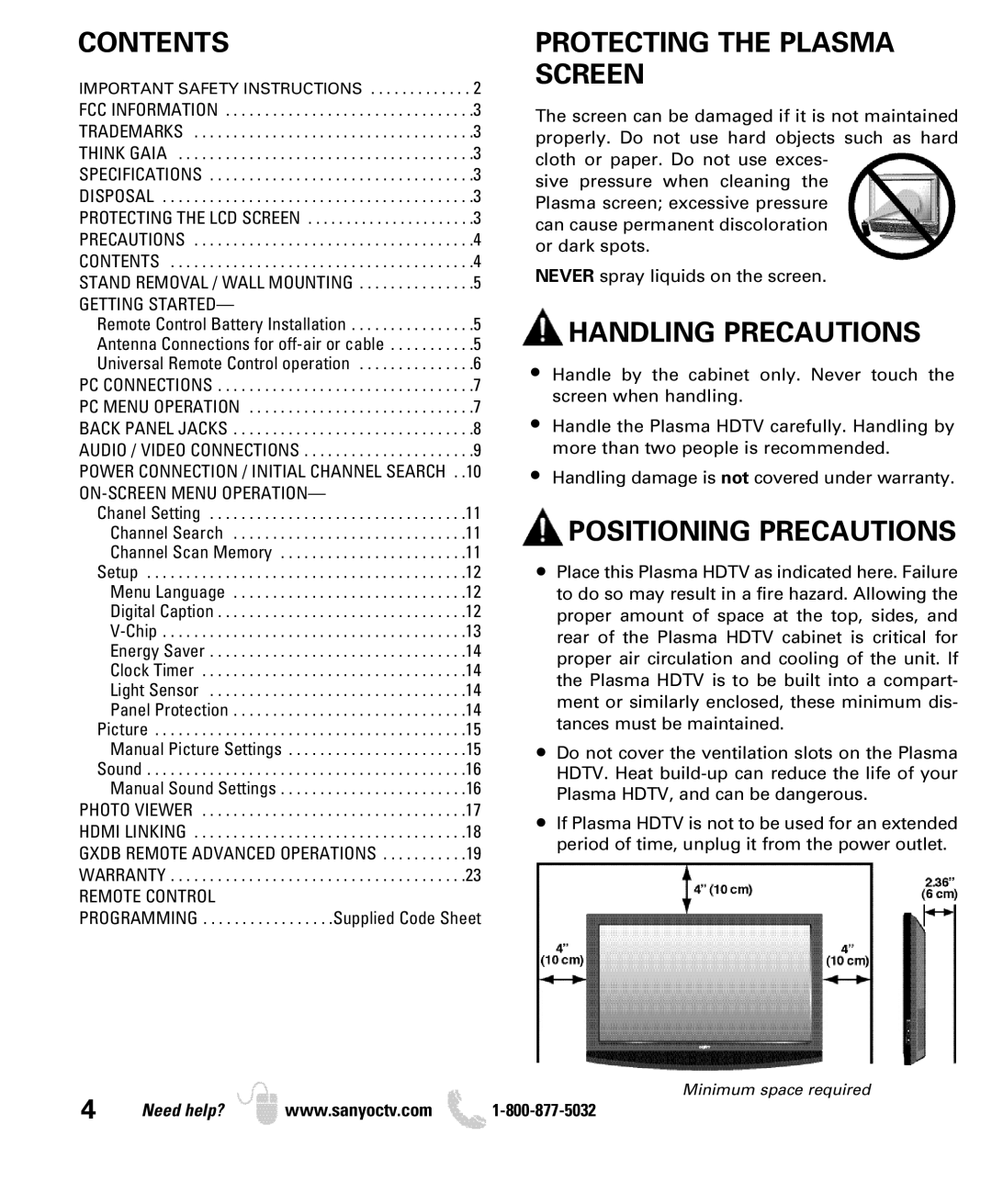 Sanyo DP50749 manual Contents 