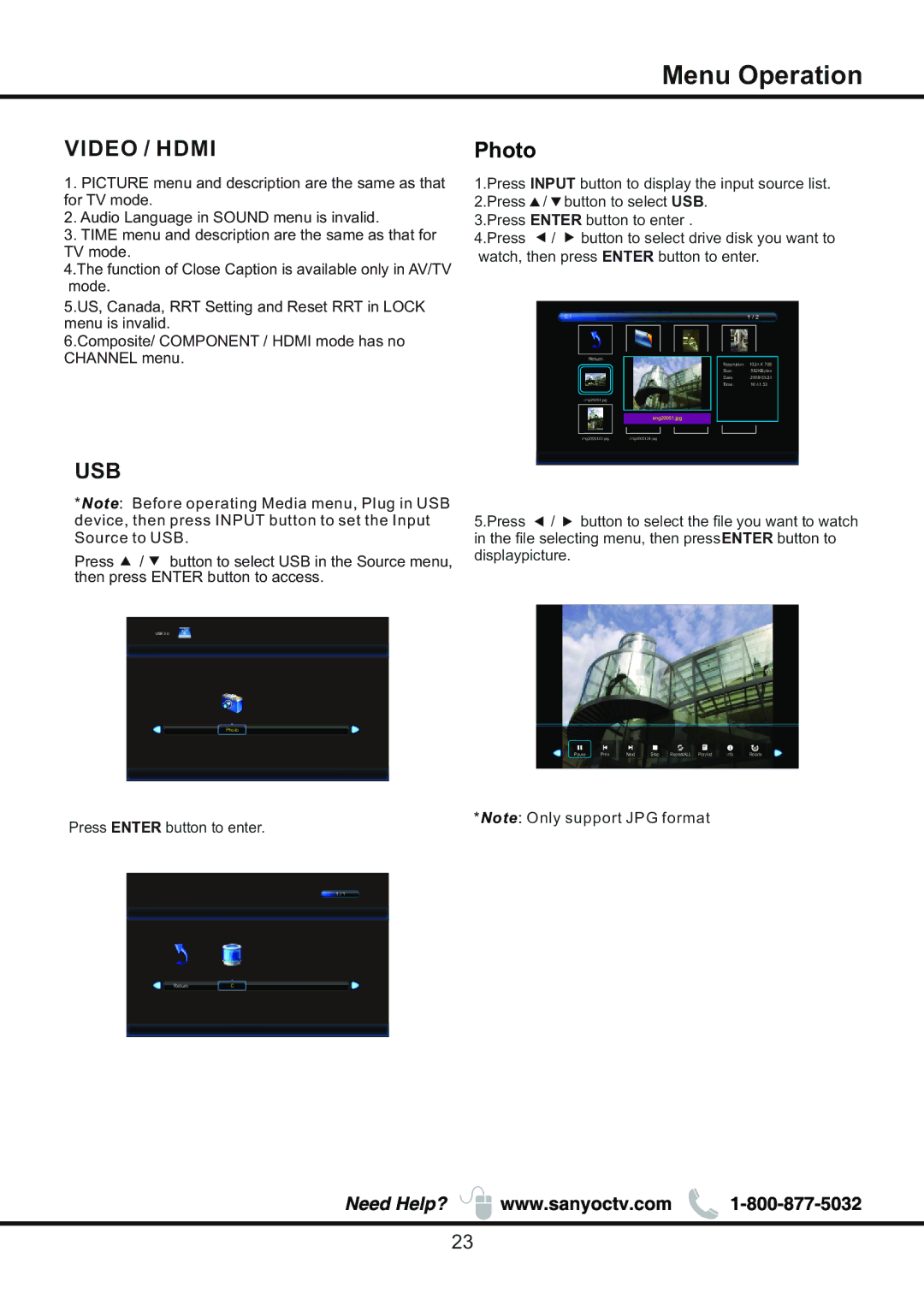 Sanyo DP58D34 manual Video / Hdmi, Photo 