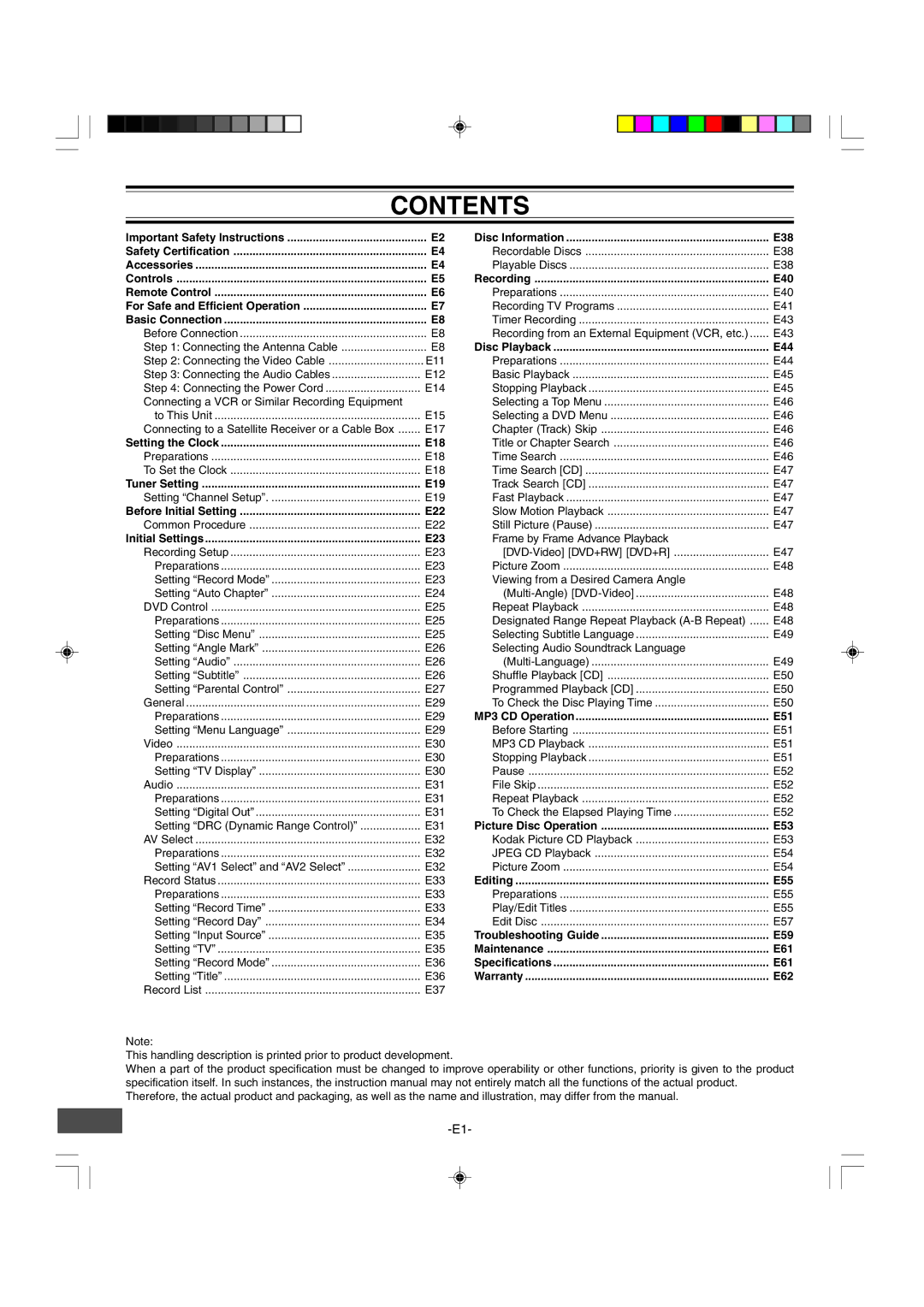 Sanyo DRW-500 instruction manual Contents 