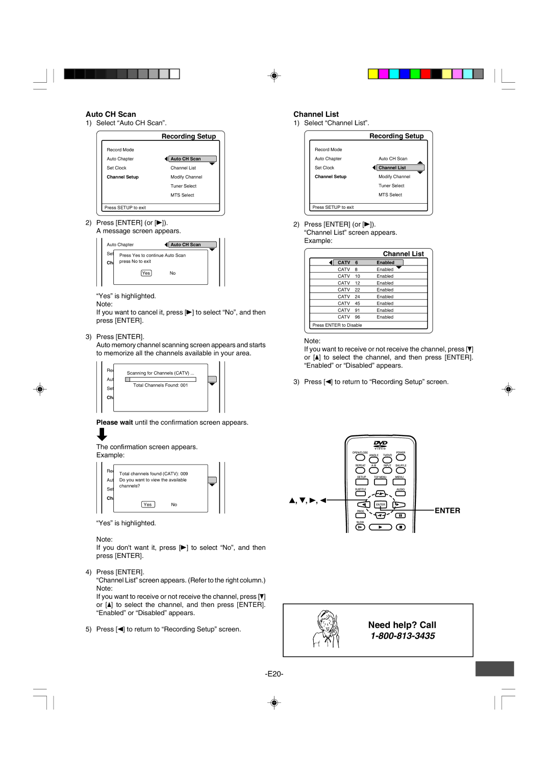 Sanyo DRW-500 instruction manual Auto CH Scan, Channel List 