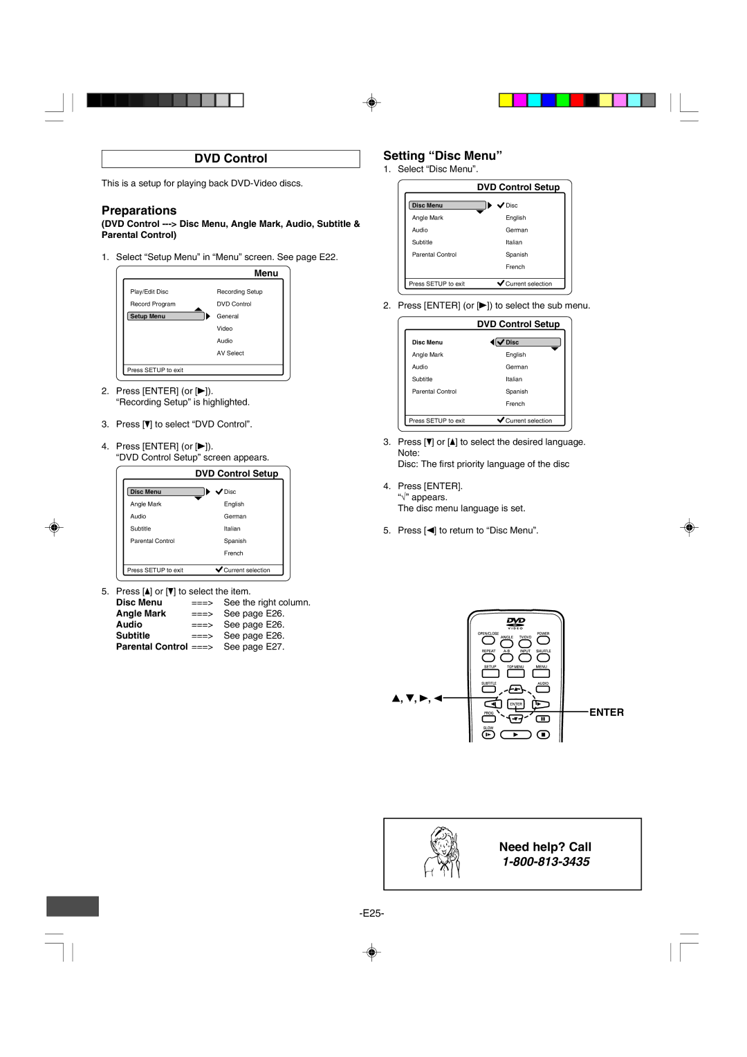 Sanyo DRW-500 instruction manual DVD Control, Setting Disc Menu 