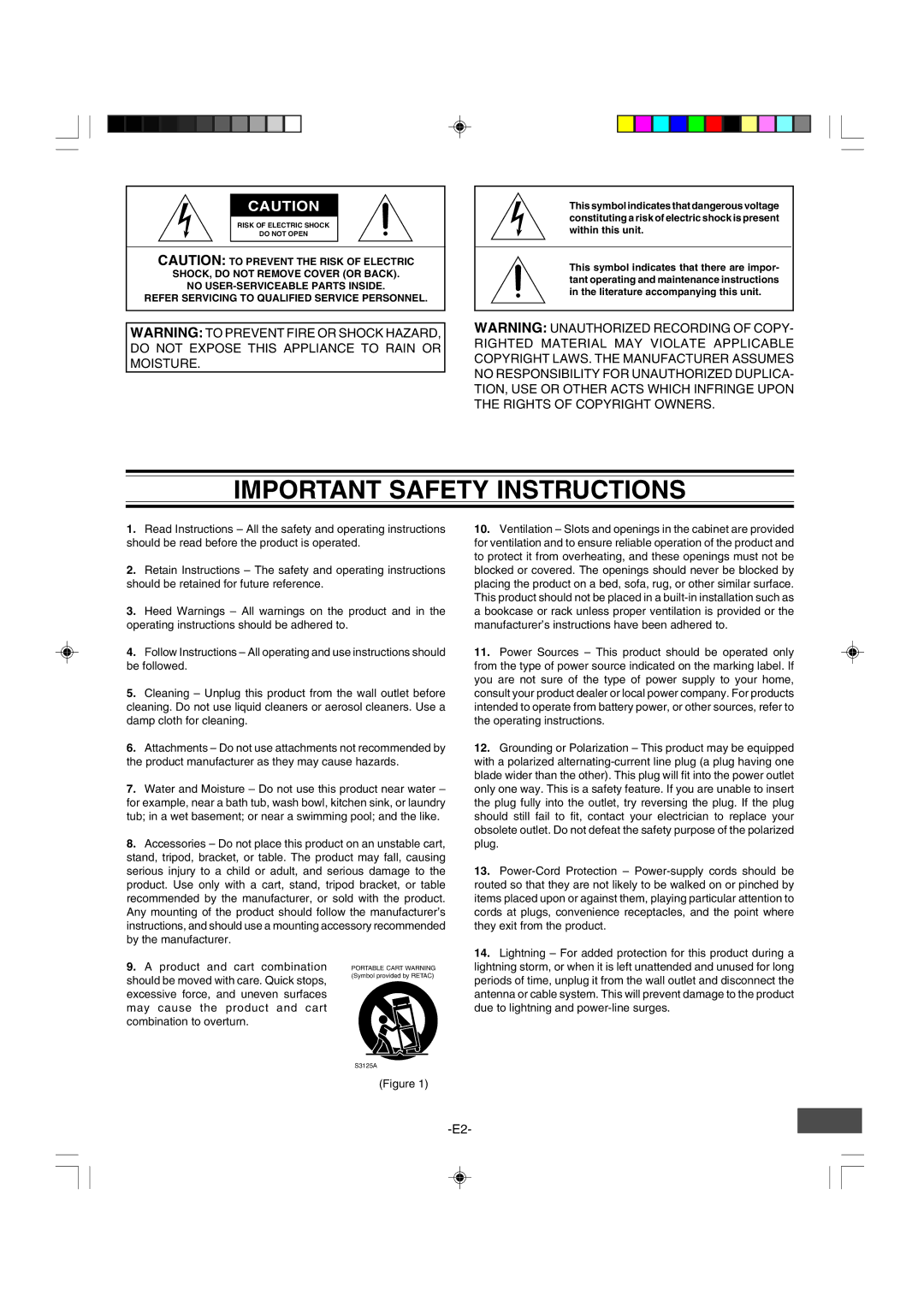 Sanyo DRW-500 instruction manual Important Safety Instructions 