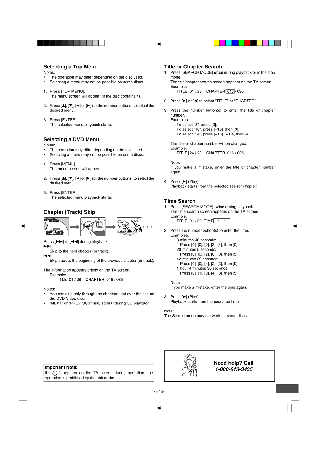 Sanyo DRW-500 Selecting a Top Menu, Selecting a DVD Menu, Chapter Track Skip, Title or Chapter Search, Time Search 