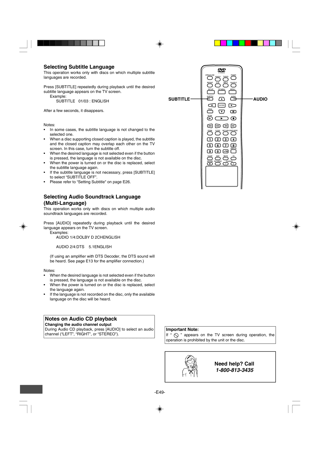 Sanyo DRW-500 Selecting Subtitle Language, Selecting Audio Soundtrack Language Multi-Language, Subtitle Audio 