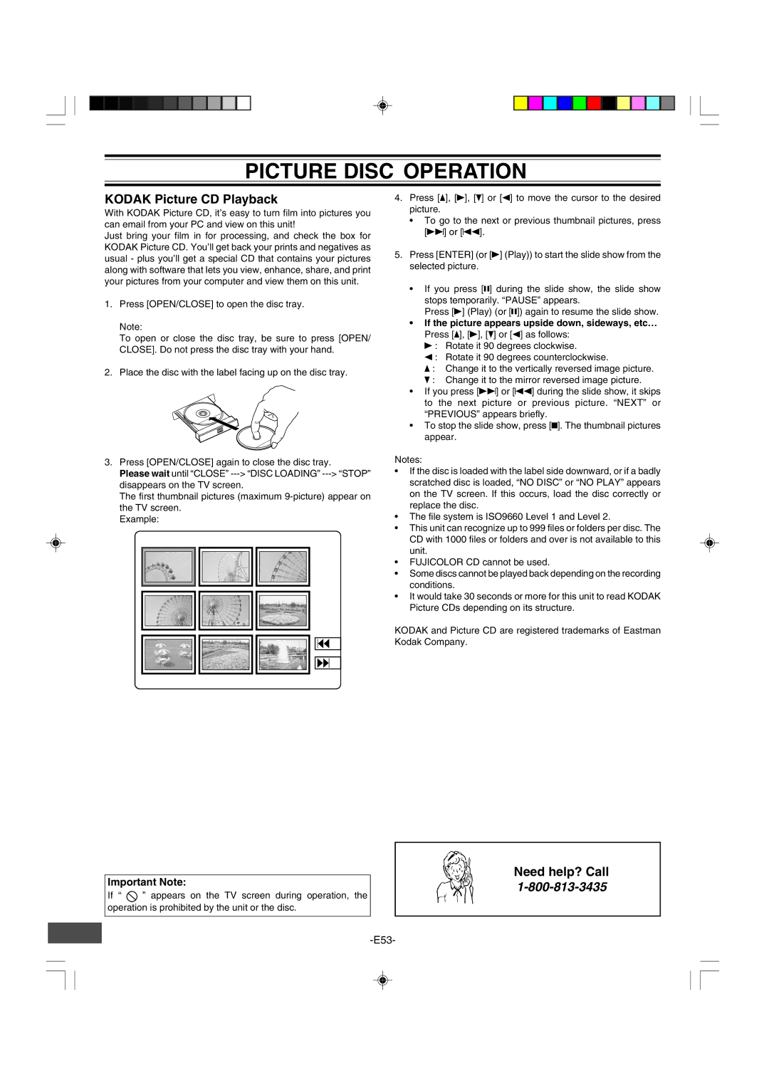 Sanyo DRW-500 instruction manual Picture Disc Operation, Kodak Picture CD Playback 