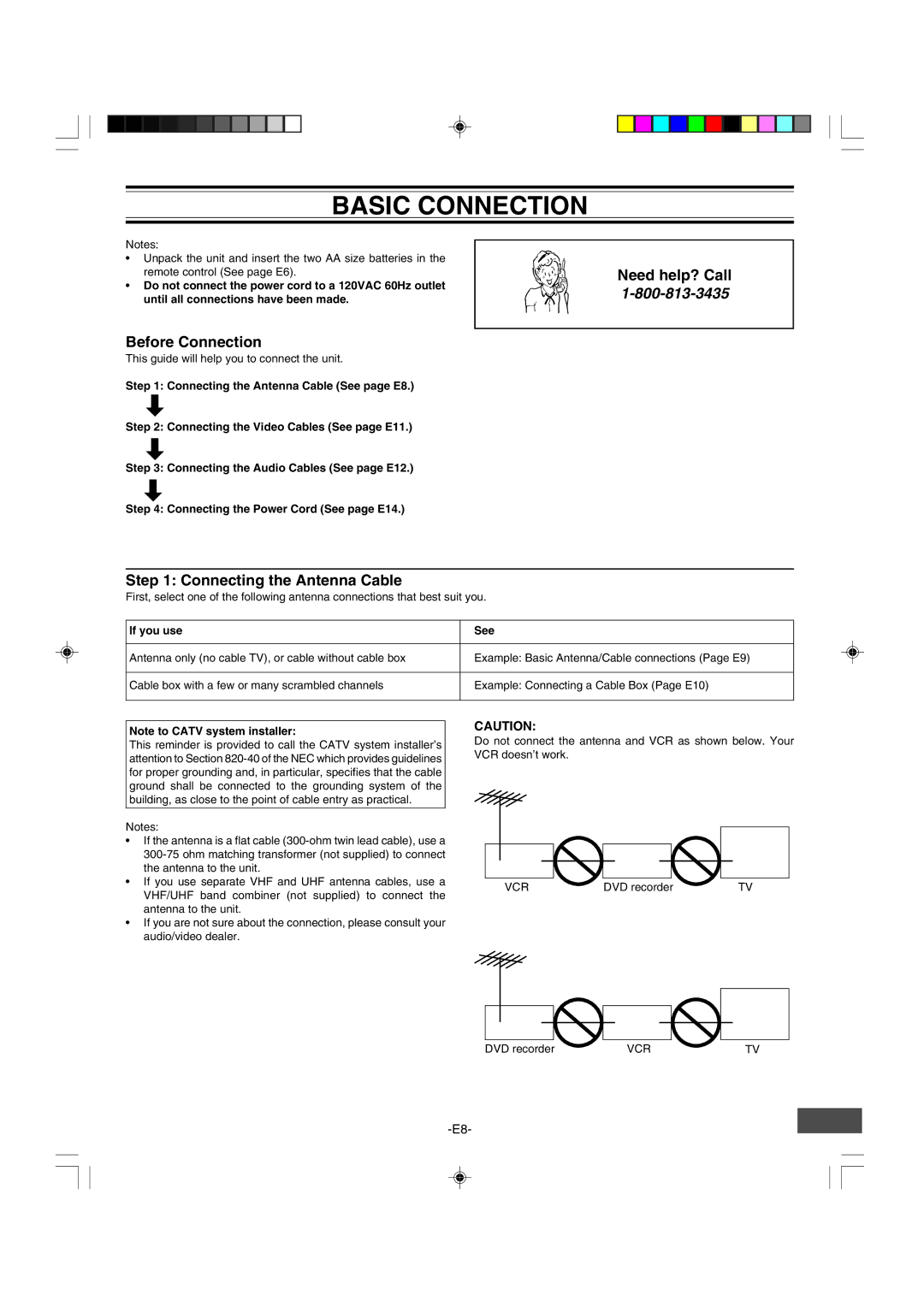 Sanyo DRW-500 instruction manual Basic Connection, Before Connection, Connecting the Antenna Cable, If you use See 