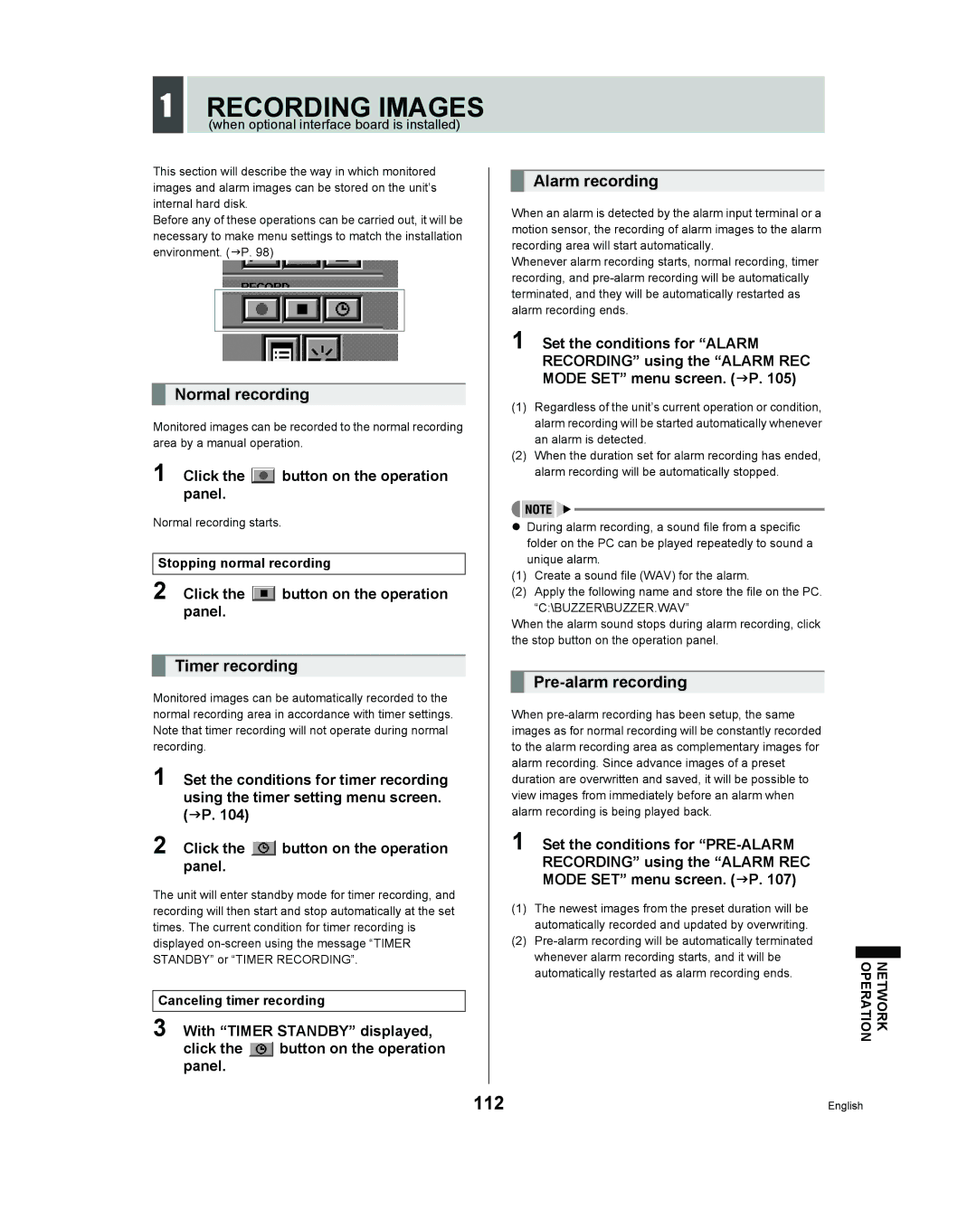 Sanyo DSR - 300 manual Recording Images, 112, Stopping normal recording, Canceling timer recording 