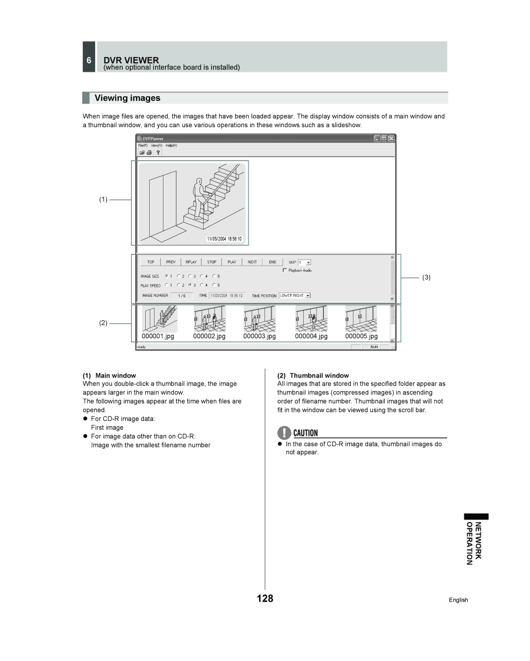 Sanyo DSR - 300 manual 128, Viewing images, Main window, Thumbnail window 