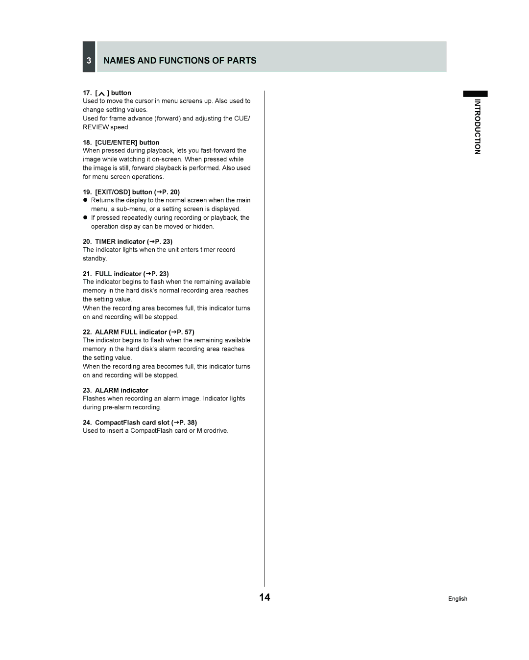 Sanyo DSR - 300 manual Names and Functions of Parts 