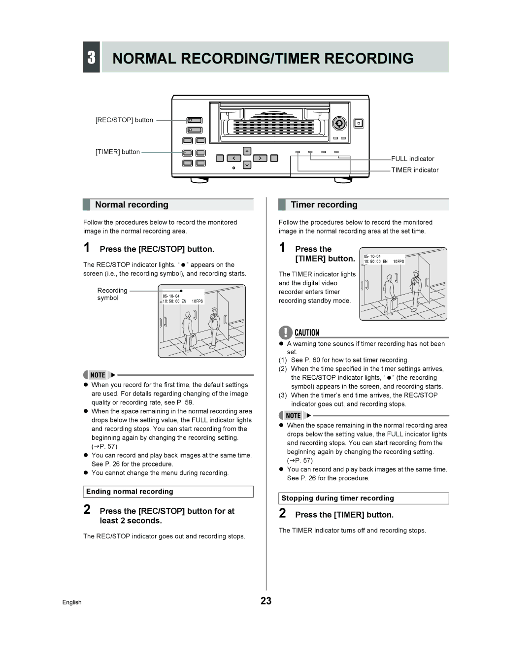 Sanyo DSR - 300 manual Normal RECORDING/TIMER Recording, Normal recording, Timer recording 