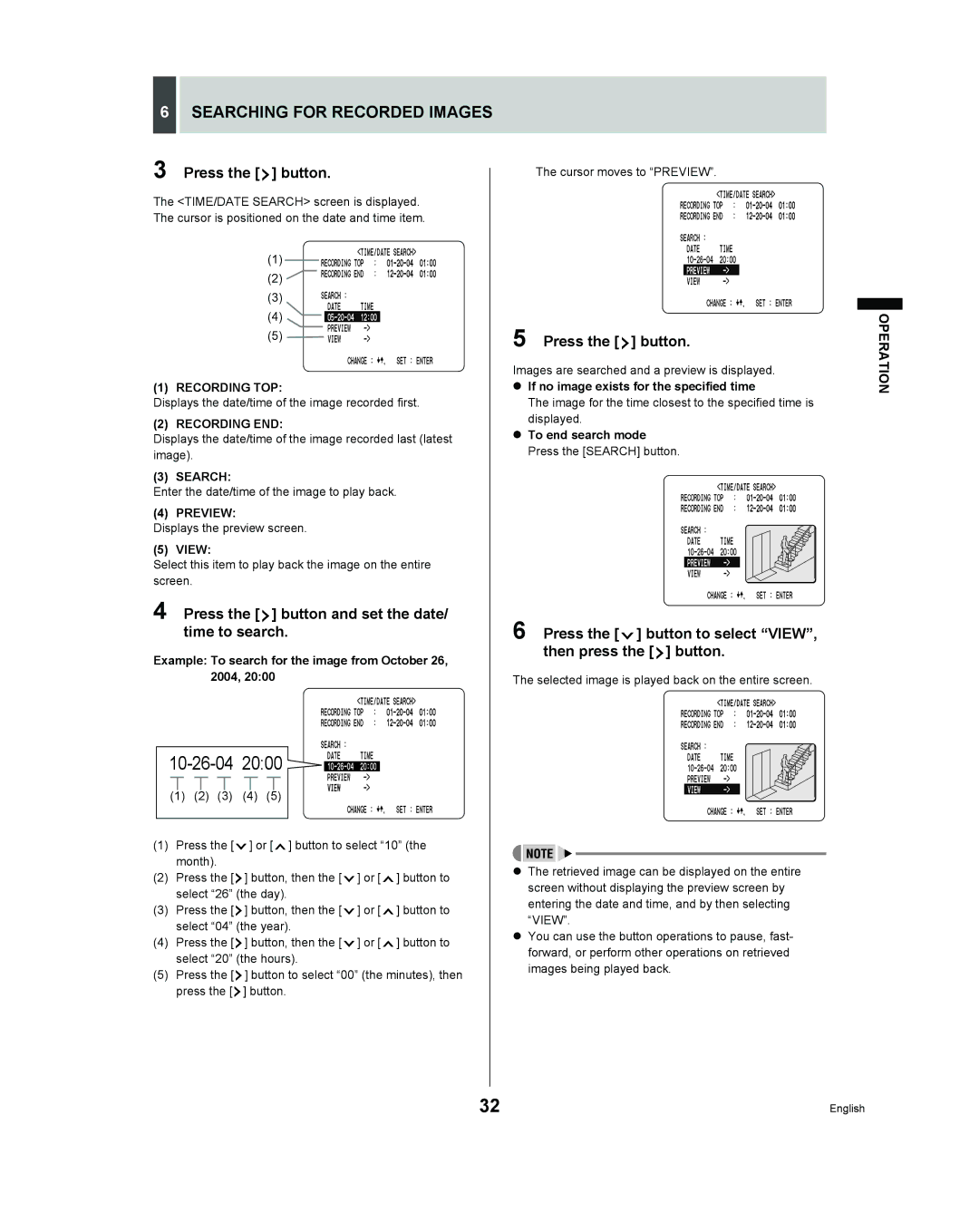 Sanyo DSR - 300 manual Searching for Recorded Images, Press the button and set the date/ time to search 