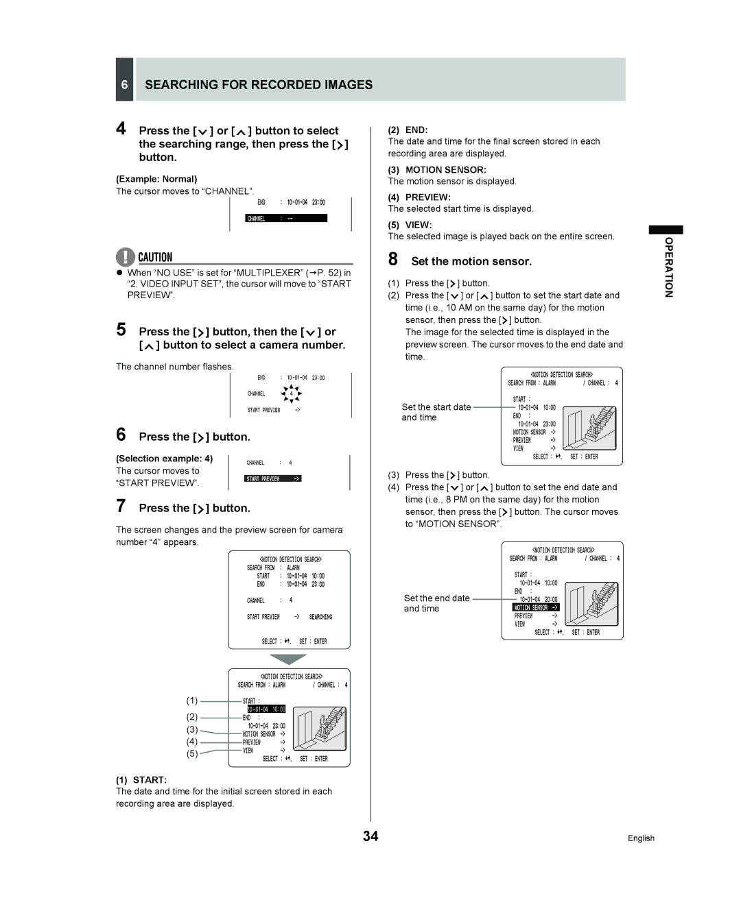 Sanyo DSR - 300 manual Set the motion sensor, Motion Sensor 