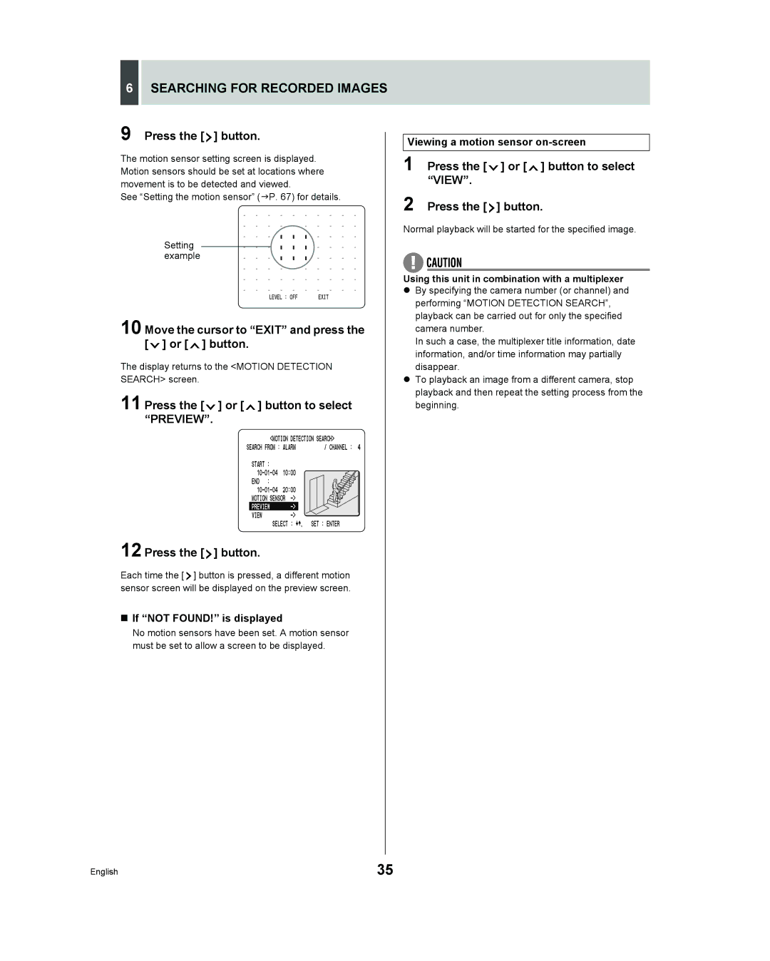 Sanyo DSR - 300 Move the cursor to Exit and press the or button, Press the or button to select Preview Press the button 