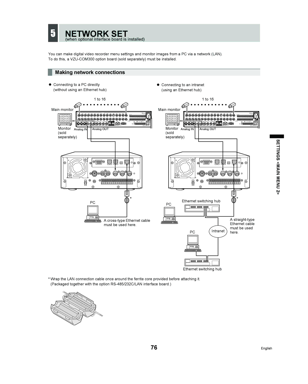 Sanyo DSR - 300 manual Network SET, Making network connections 