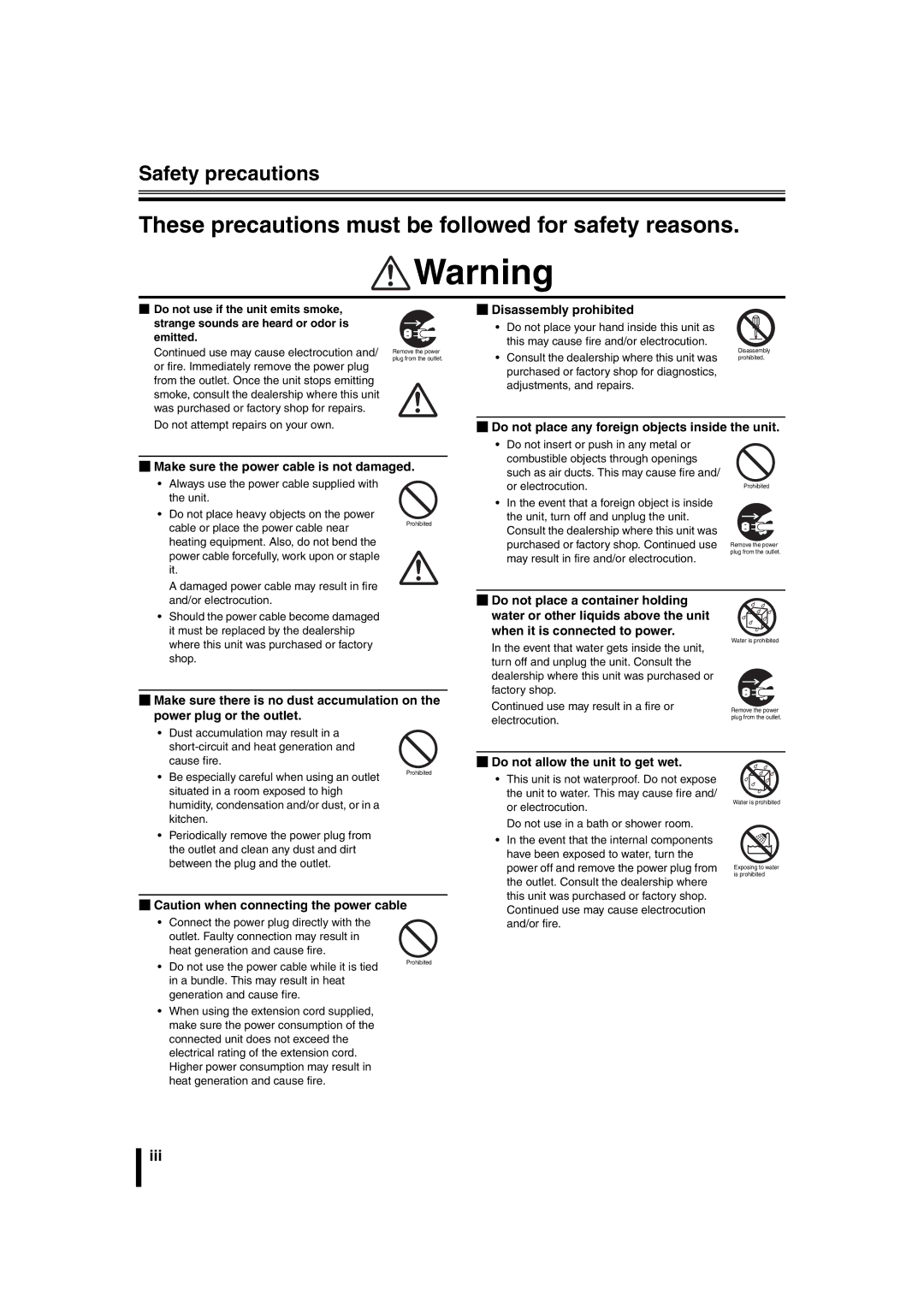 Sanyo DSR-2108 instruction manual Safety precautions, BDisassembly prohibited 