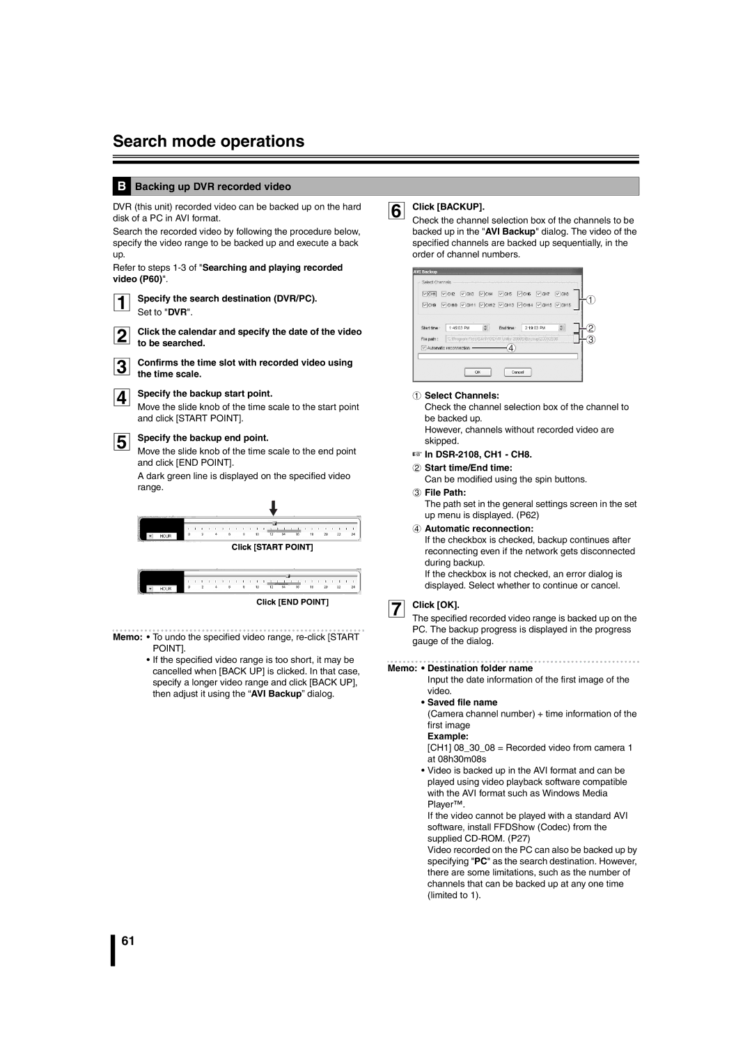 Sanyo DSR-2108 instruction manual Backing up DVR recorded video 