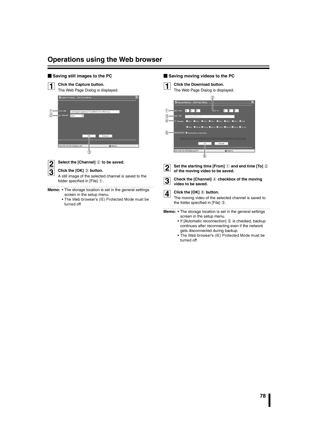 Sanyo DSR-2108 instruction manual BSaving still images to the PC, BSaving moving videos to the PC, Click the Capture button 