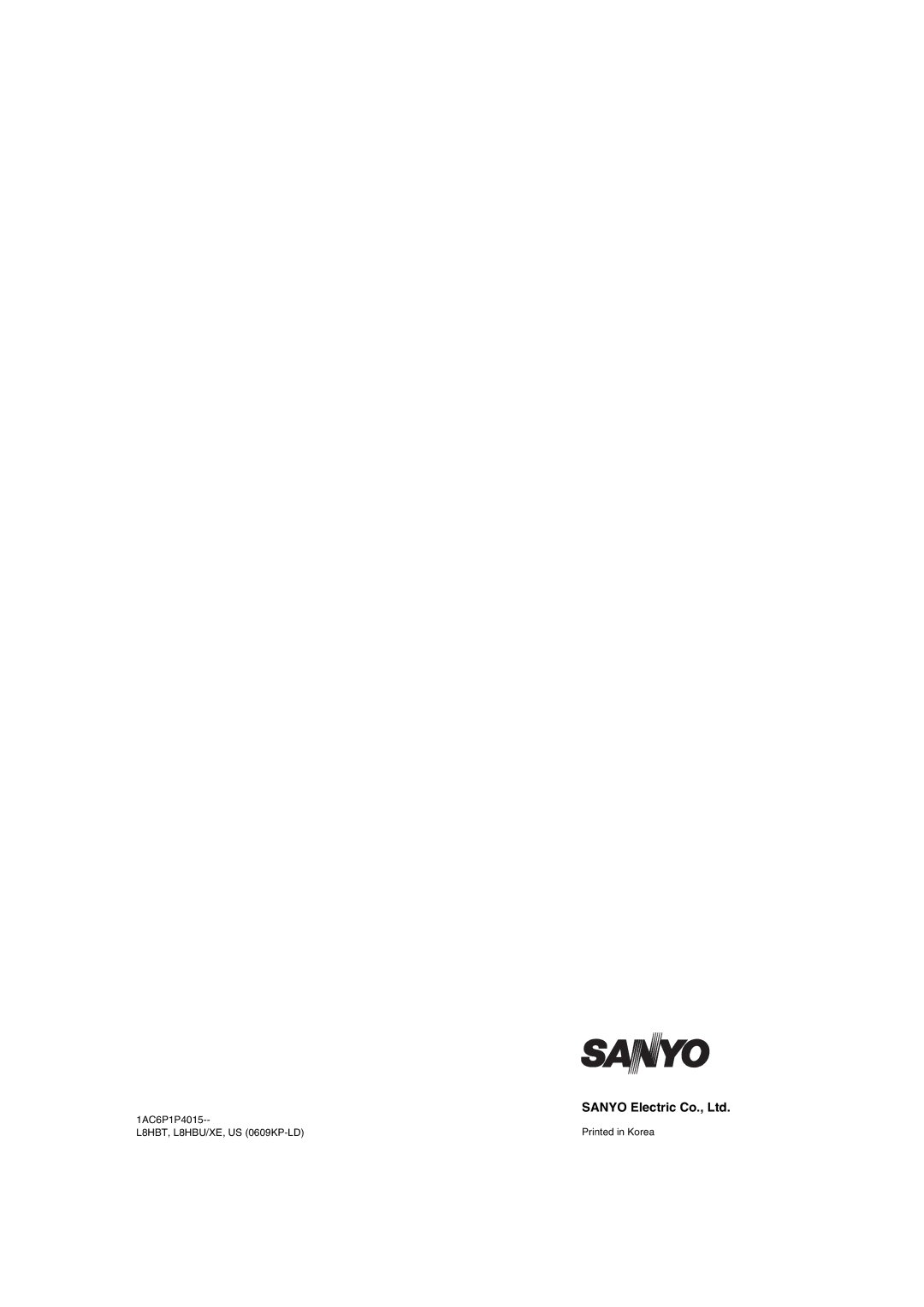 Sanyo DSR-2108 instruction manual L8HBT, L8HBU/XE, US 0609KP-LD 