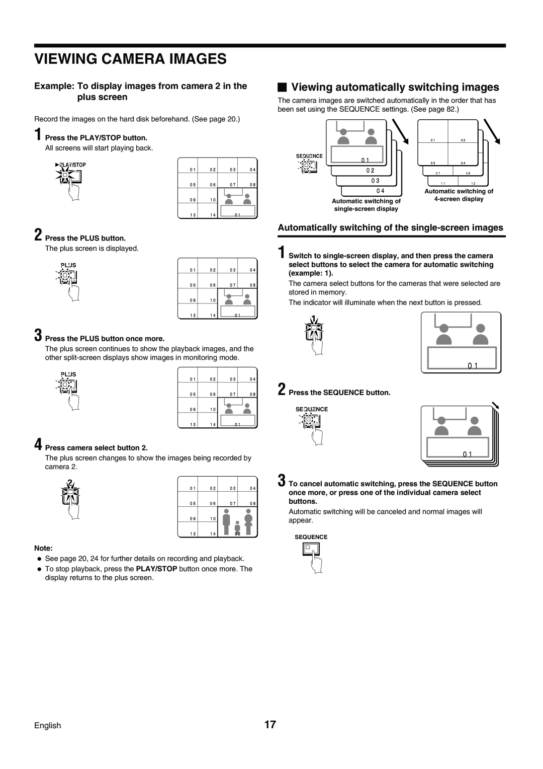 Sanyo DSR-3009P instruction manual Viewing automatically switching images, Viewing Camera Images 